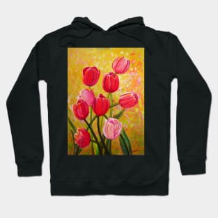 Bouquet of pink and red tulips Hoodie